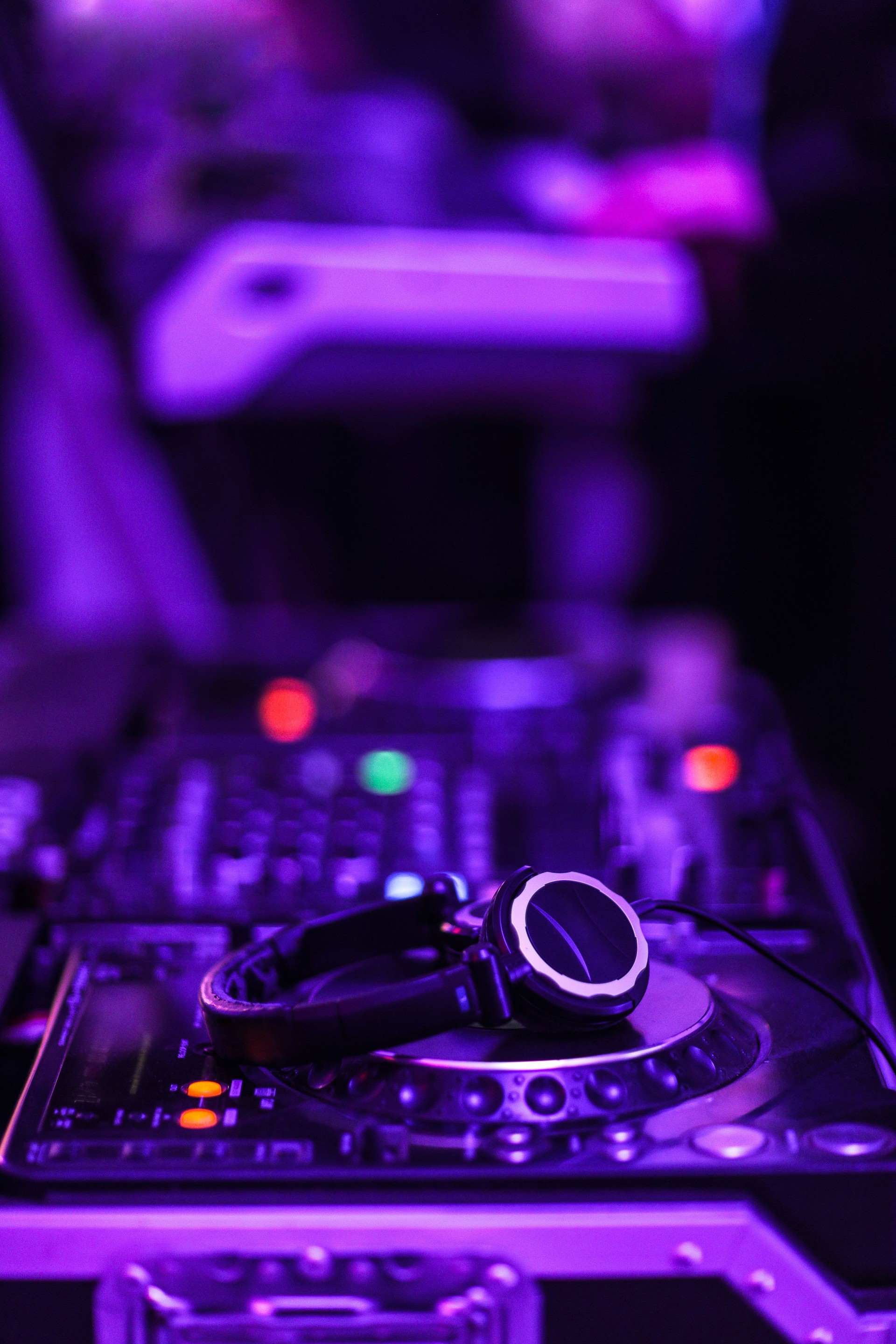 DJ console desk at nightclub